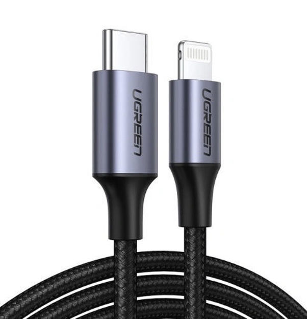 Picture of UGREEN USB-C to Lightning M/M Cable Aluminum Shell Braided 2m (Black)US304