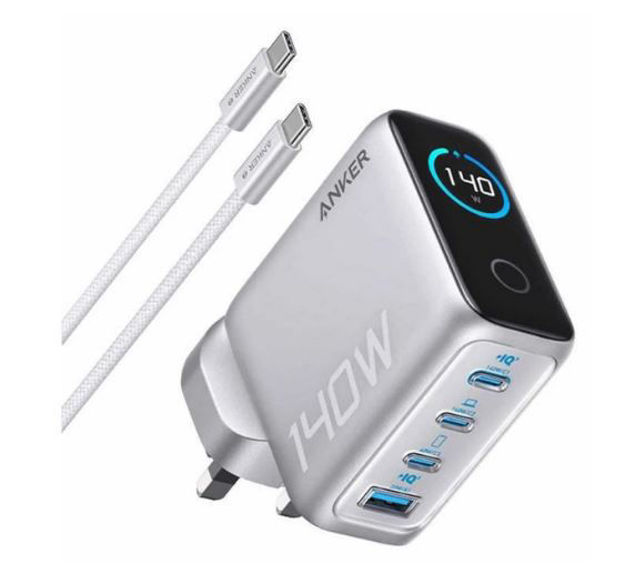 Picture of Anker Charger (140W, 4-Port, PD 3.1) with USB-C Cable - Silver